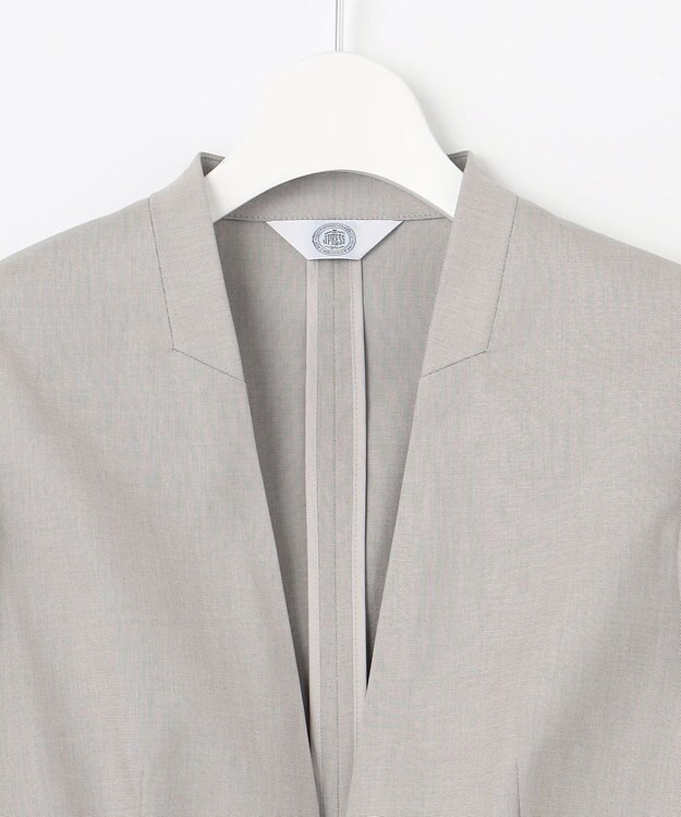 J.PRESS LADIES 【セットアップ対応・洗える・撥水・防汚】コットンFITTYシャーク ノーカラー ジャケット ベージュ系