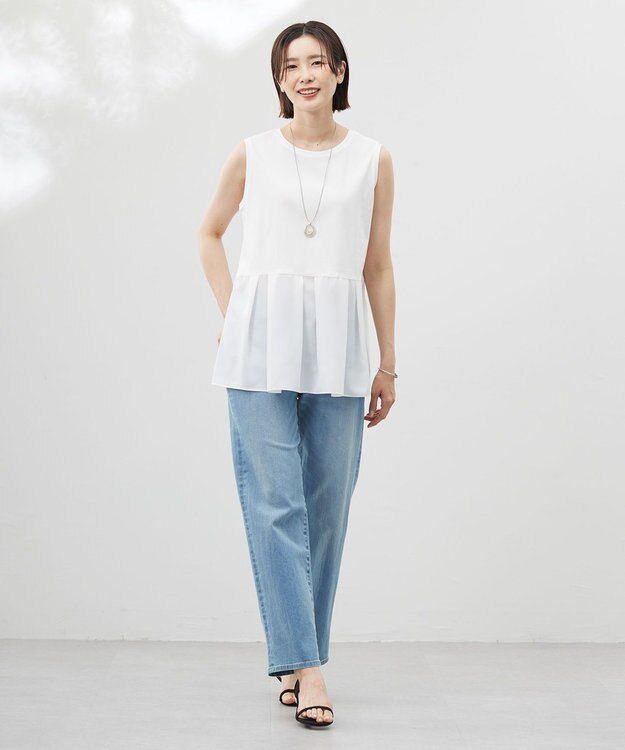 J.PRESS LADIES 【洗える】BASIC STRETCH DENIM ボーイフィット パンツ ブリーチ系