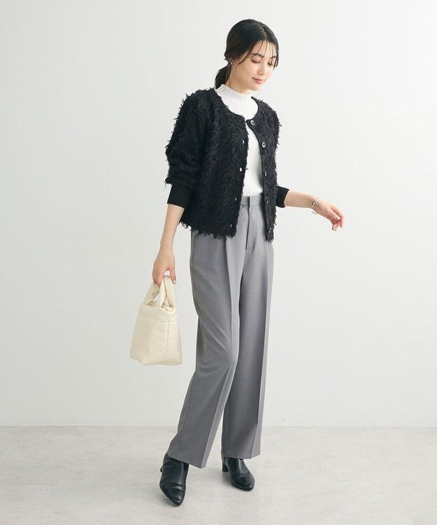 Green Parks フリンジニットカーディガン Black