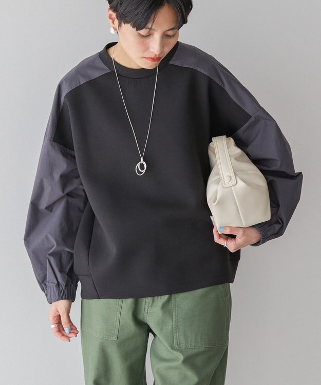 AMERICAN HOLIC 異素材コクーンポンチプルオーバー Black