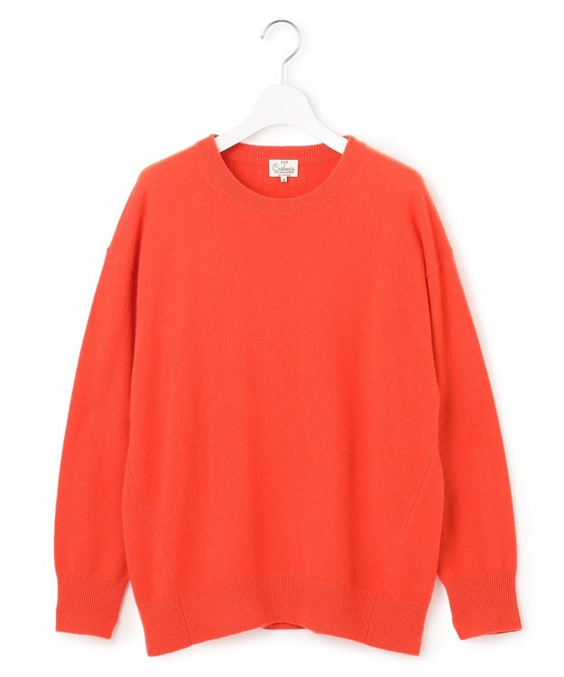 23区 【Oggi2月号掲載/洗える】ピュアカシミヤ クルーネック ニット オレンジ系