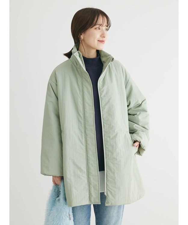 Green Parks 中わたスタンドカラーミドル丈ブルゾン Olive