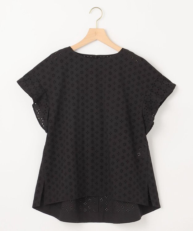 組曲 【洗える】エンブロイダリーレース チュニックブラウス ブラック系