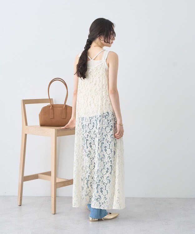 earth music&ecology 起毛レースレイヤードキャミワンピース Ivory