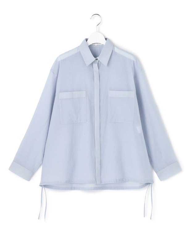 23区 【先行予約】ナイロンコットンシアーボイル ドロストシャツ サックスブルー系