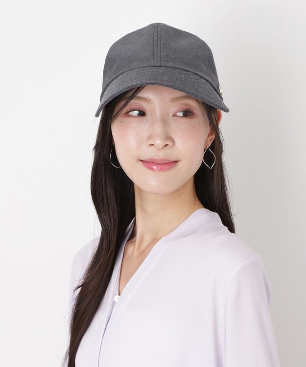 MOONBAT 【遮光100％/遮熱/UVカット】FURLA(フルラ)アーチロゴ ロングつば キャップ 帽子  手洗い可能/日本製 ディープブルー