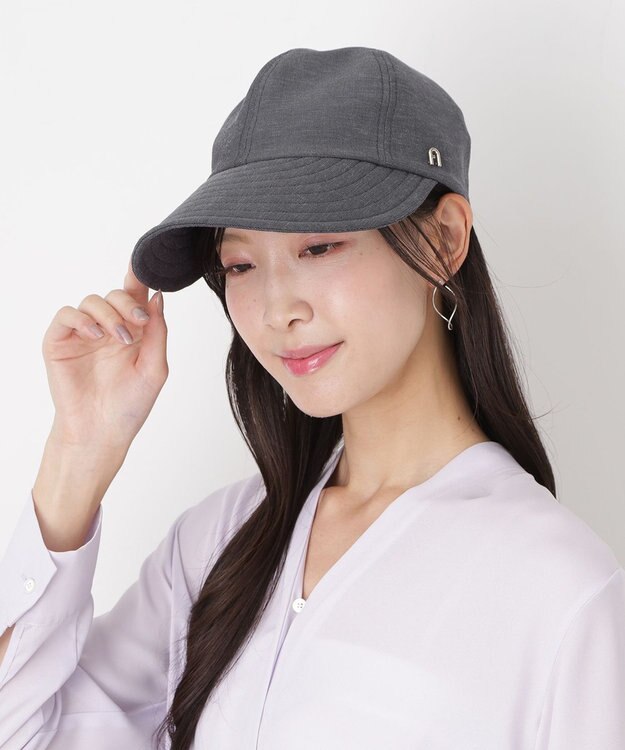 MOONBAT 【遮光100％/遮熱/UVカット】FURLA(フルラ)アーチロゴ ロングつば キャップ 帽子  手洗い可能/日本製 ディープブルー