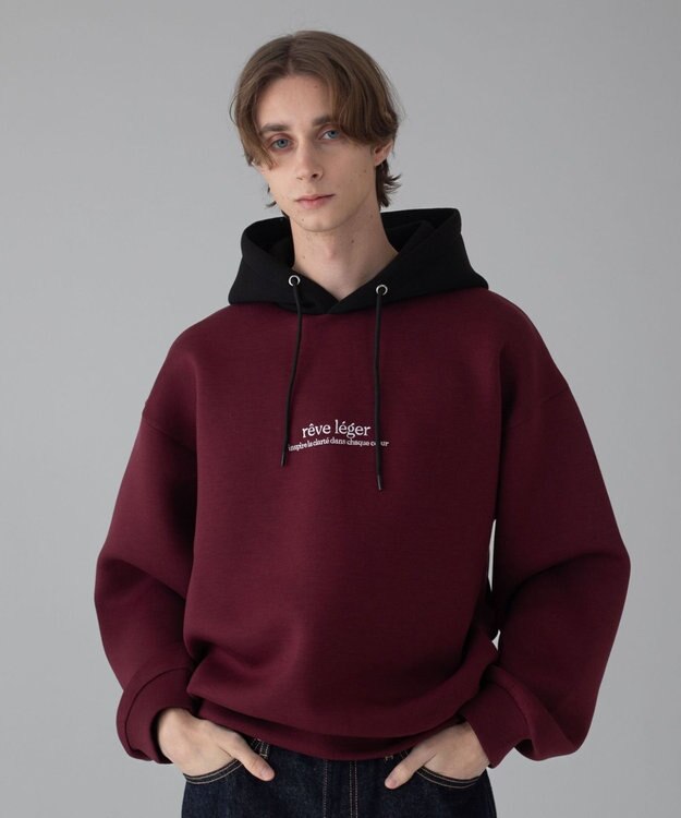 WEGO 【ユニセックス着用ITEM/MLサイズ展開】ワンポイントバイカラープルパーカー ワイン