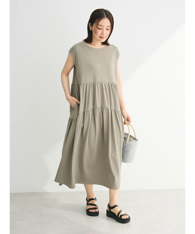 Green Parks ・ＳＵＧＡＲ　ＳＰＯＯＮ【ＣＯＯＬ】フレンチキリカエワンピ Gray Beige