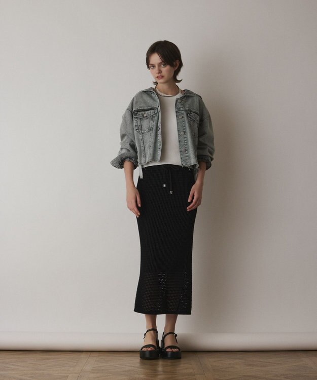 GRACE CONTINENTAL フードジップデニムジャケット グレー