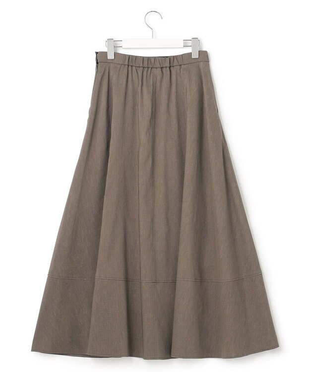 23区 【セットアップ対応】リネンレーヨンストレッチ フレア スカート ダークブラウン系