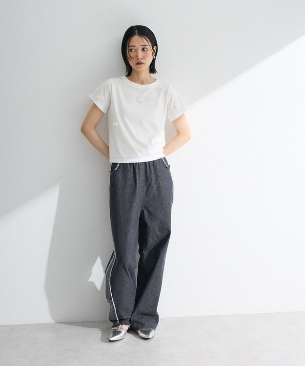 Green Parks ・ｓｗｉｎｇ　ｂｙ　パールリボンモチーフＴＥＥ Off White