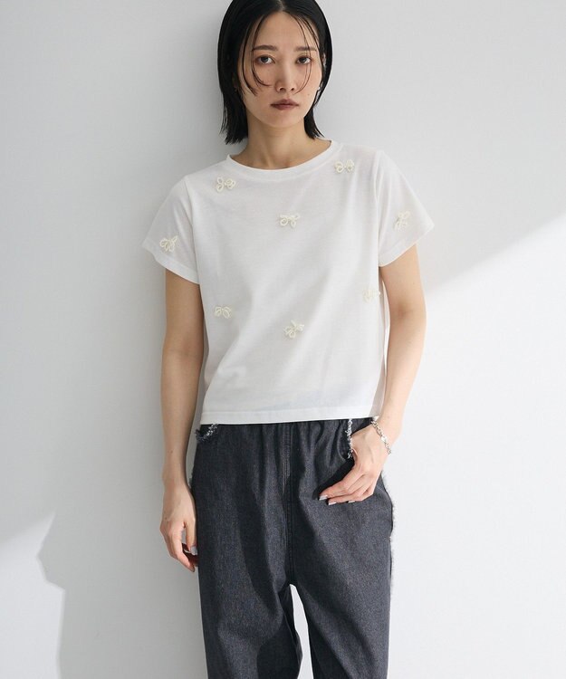 Green Parks ・ｓｗｉｎｇ　ｂｙ　パールリボンモチーフＴＥＥ Off White