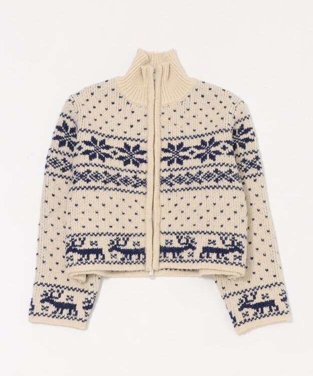 WEGO ノルディックZIPニット ホワイトアイボリー