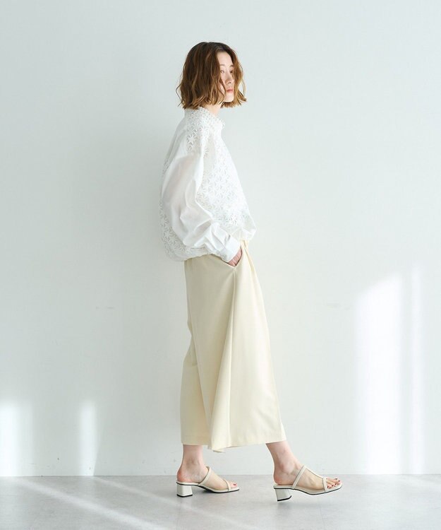 YECCA VECCA レースMIXレイヤードデザインシャツ White