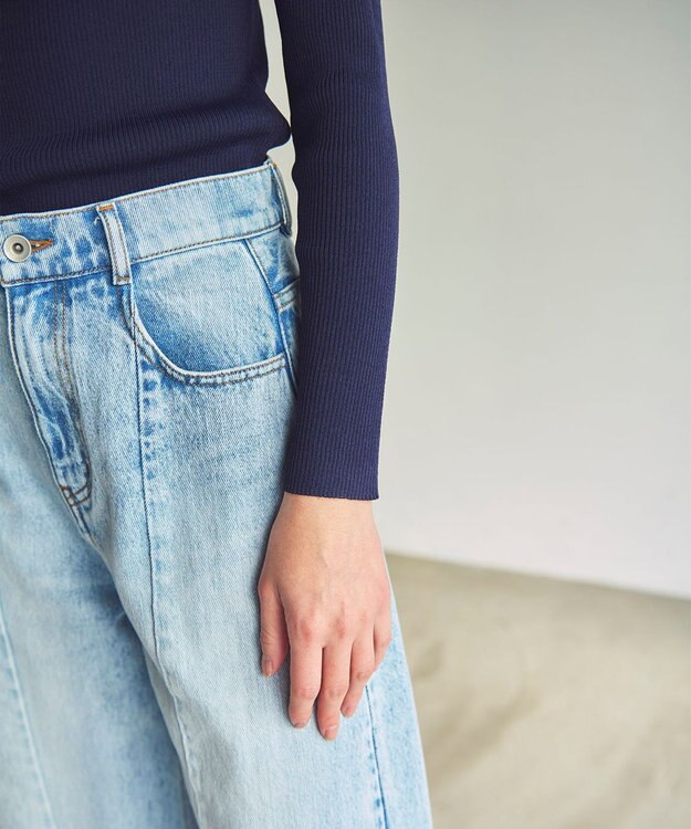 GRACE CONTINENTAL カットワークリブニットトップ ネイビー