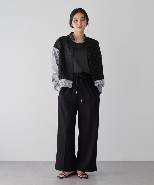 YECCA VECCA レースMIXレイヤードデザインシャツ Stripe Black