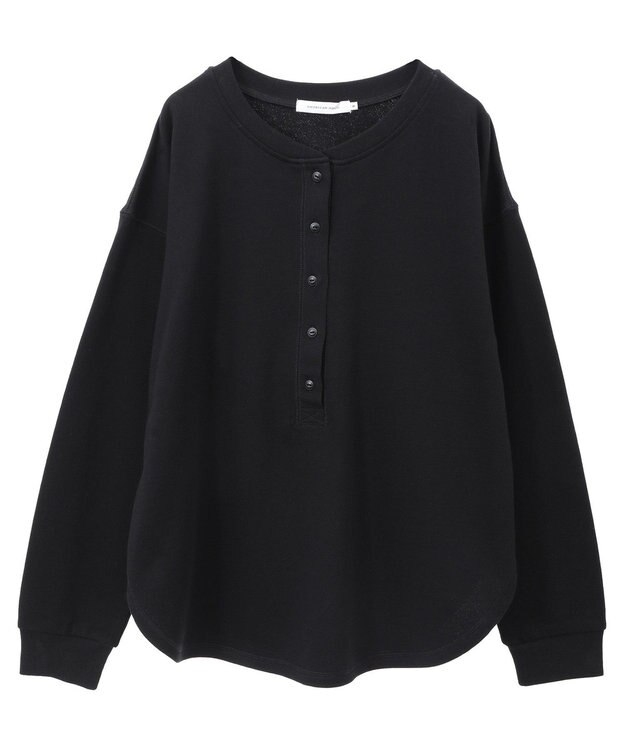 AMERICAN HOLIC ヘンリーネックラウンドミニ裏毛プルオーバー Black