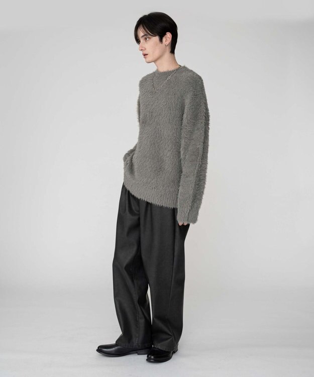 WEGO 【2025秋冬新作/ユニセックス着用ITEM/MLサイズ展開】フェザーニットプルオーバー グレー