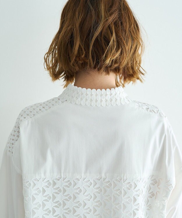 YECCA VECCA レースMIXレイヤードデザインシャツ White