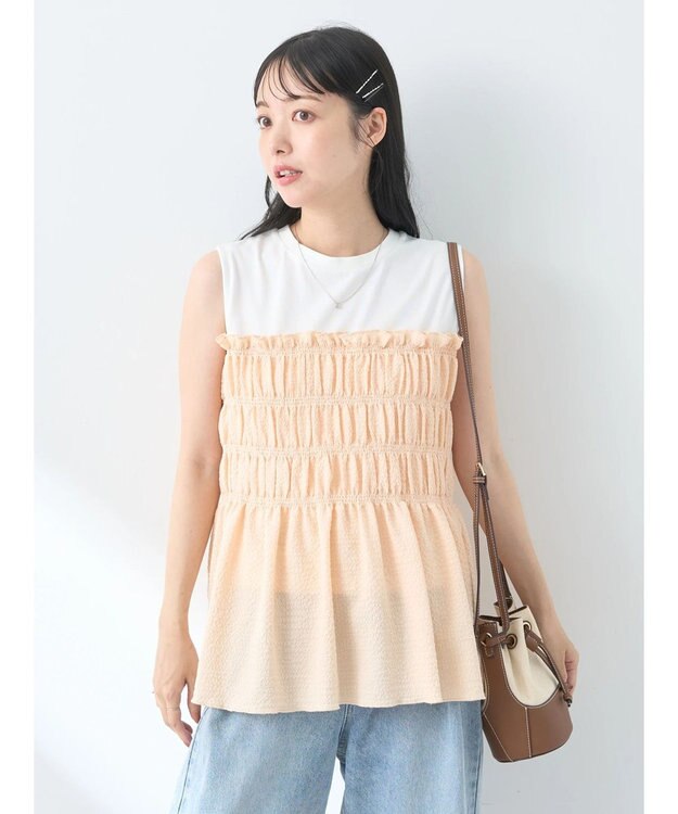 earth music&ecology ドッキングシャーリングプルオーバー Yellow