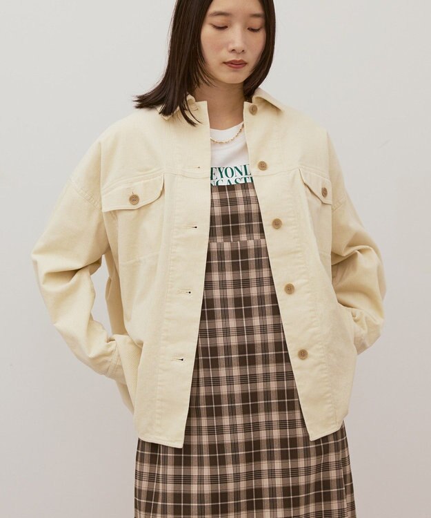 AMERICAN HOLIC コーデュロイCPOシャツジャケット Ivory
