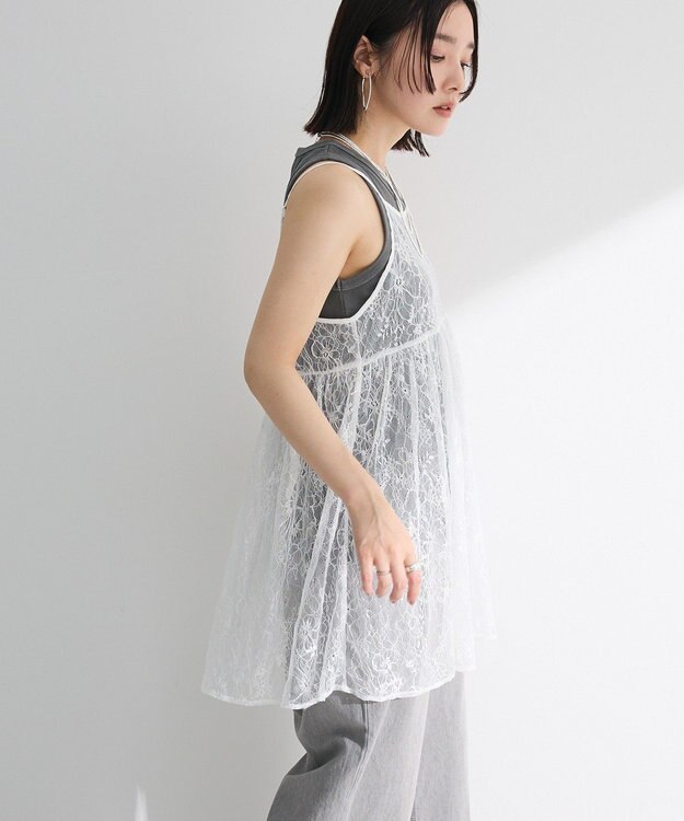 Green Parks 前後２ＷＡＹレーススパンコールビスチェ Off White