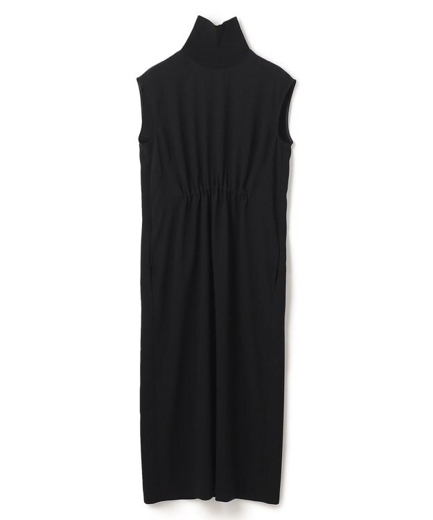 BEIGE， 【洗える】FLEUR / ニットコンビハイネックノースリーブドレス Black