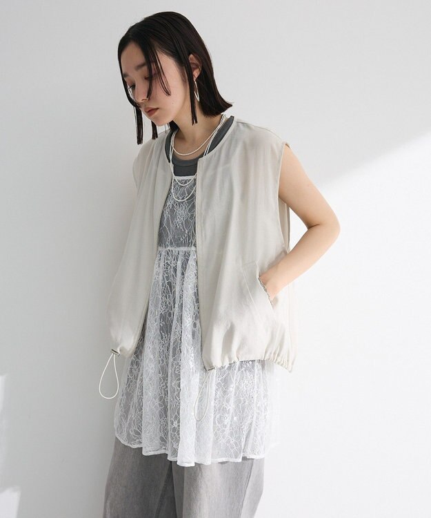 Green Parks 前後２ＷＡＹレーススパンコールビスチェ Off White