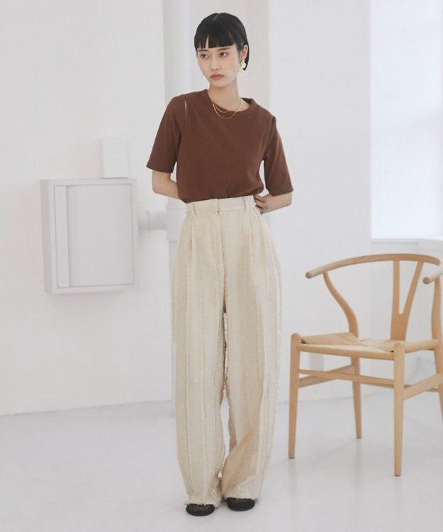 WEGO 【ANGIE VINTAGE】カットアウトリブトップス ブラウン