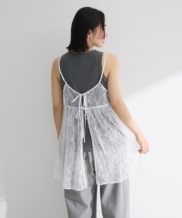 Green Parks 前後２ＷＡＹレーススパンコールビスチェ Off White