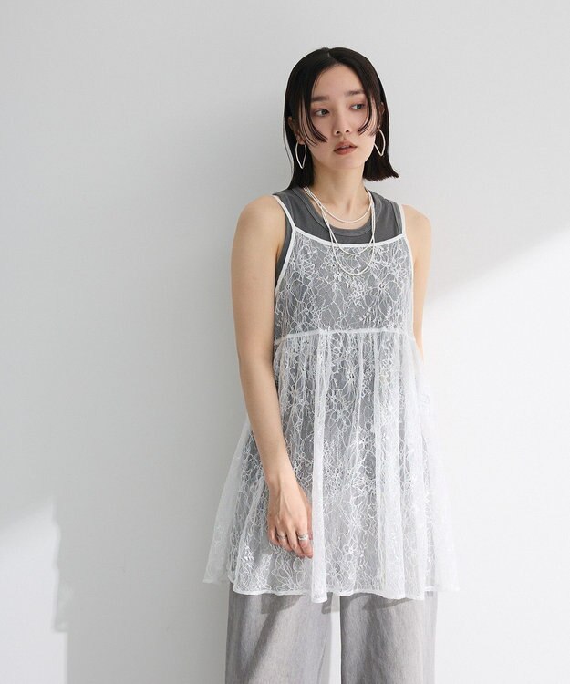 Green Parks 前後２ＷＡＹレーススパンコールビスチェ Off White