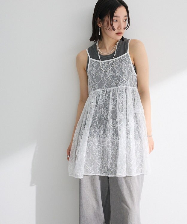 Green Parks 前後２ＷＡＹレーススパンコールビスチェ Off White