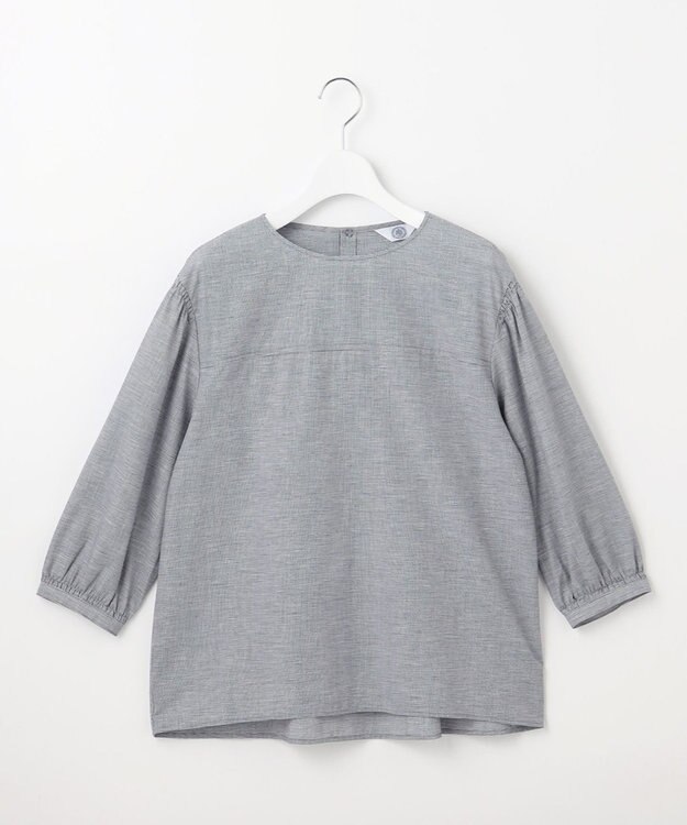 J.PRESS LADIES L 【洗える】BEZピンチェック ボリュームスリーブ ブラウス ネイビー系3