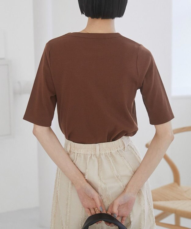 WEGO 【ANGIE VINTAGE】カットアウトリブトップス ブラウン