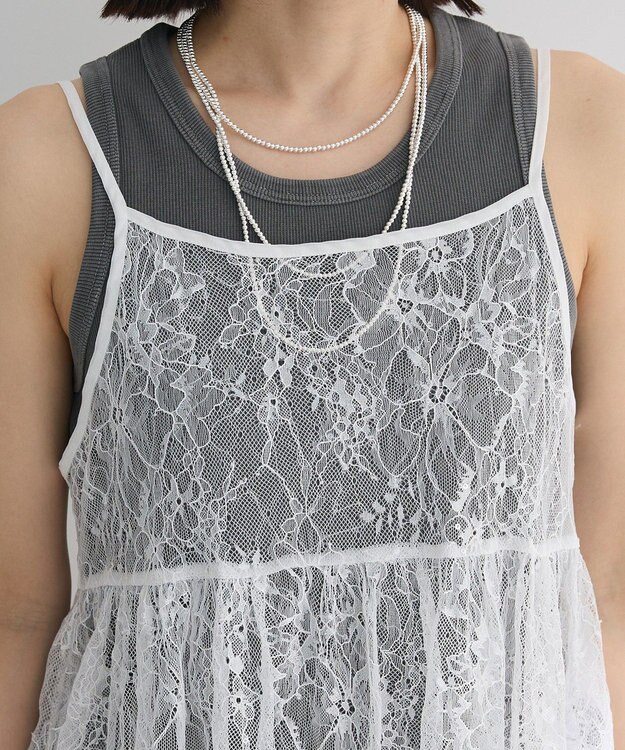 Green Parks 前後２ＷＡＹレーススパンコールビスチェ Off White