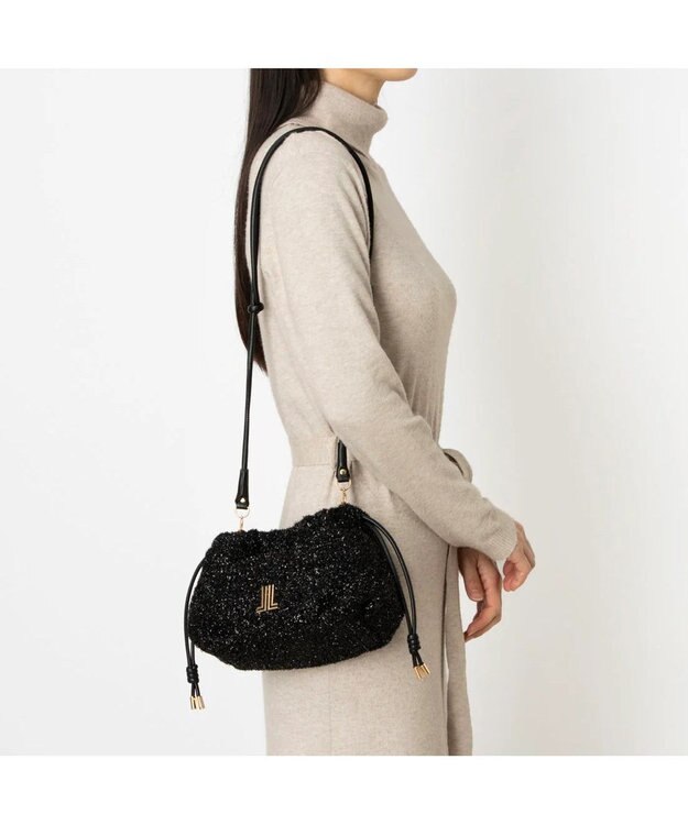 LANVIN en Bleu カレンデ 2WAYハンドバッグ ラメブラック