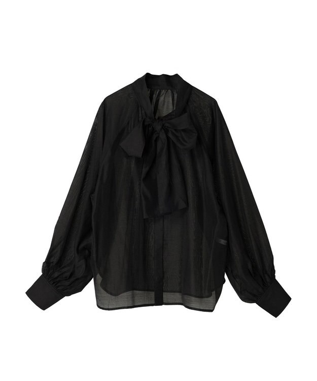 Green Parks AnriettMusee シアーボウタイブラウス Black