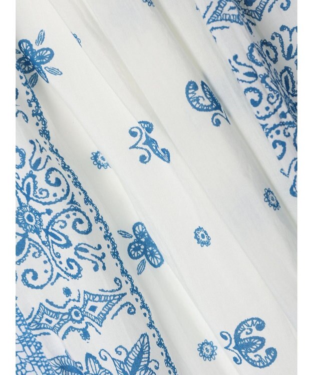 CRAFT STANDARD BOUTIQUE パネル柄マキシギャザースカート Blue