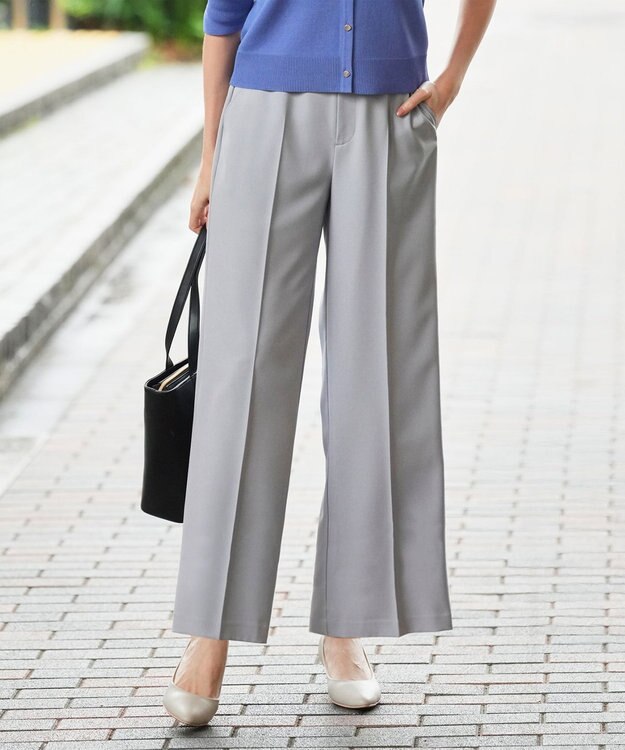 ANY SIS S スマートビューティストレッチベルト ワイドパンツ グレー