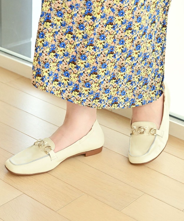 nouvelleRobe Oū 新色追加【本革・高反発】Bit loafers スクエアトゥ ローファー アイボリー