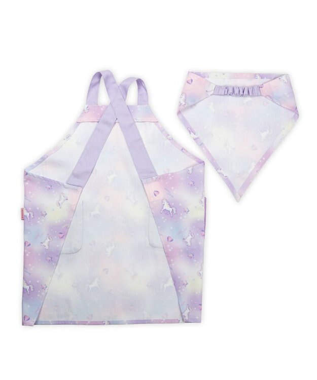 Mother garden マザーガーデン ユニコーン バッククロスエプロン 三角巾付き 100～120cm 《ぷっくり柄》 ぷっくり柄