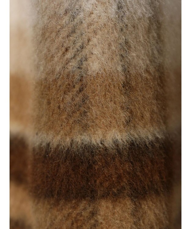 Green Parks ・ＥＬＥＮＣＡＲＥ　ＤＵＥ　シャギーチェックミドルコート Beige