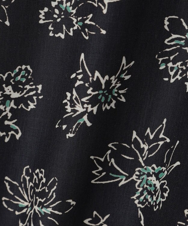 J.PRESS LADIES L 【WEB限定・洗える】ラインフラワープリント タック スカート ネイビー系