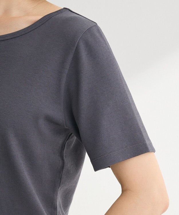 Green Parks 【適ON】５分袖リブプルオーバー Charcoal Gray