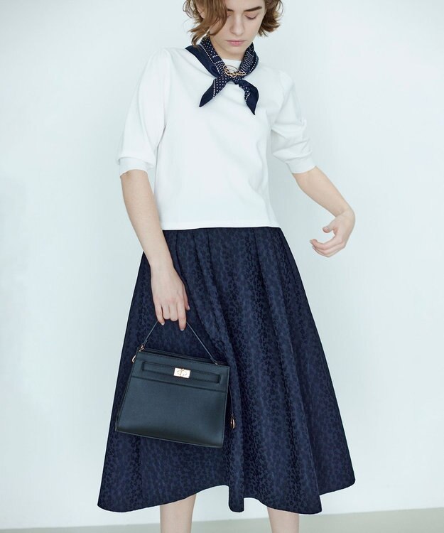 組曲 L 【UVケア・接触冷感】MINA 6分袖ニットプルオーバー パールホワイト系