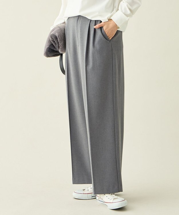 ANY 【LEE掲載/6サイズ展開/裏起毛/ウエストゴム】ウォームワイドパンツ チャコール