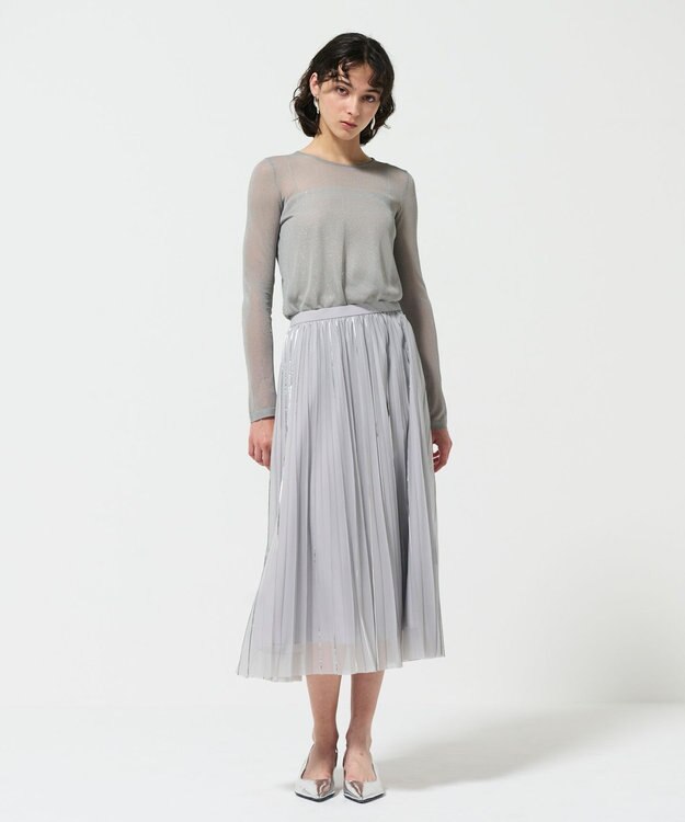 GRACE CONTINENTAL シアークルーニットトップ グレー