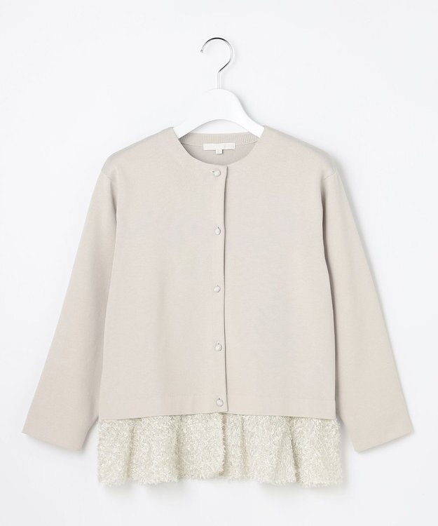 自由区 S 【SHIHOさん着用】ジャカードコンビ カーディガン ベージュ