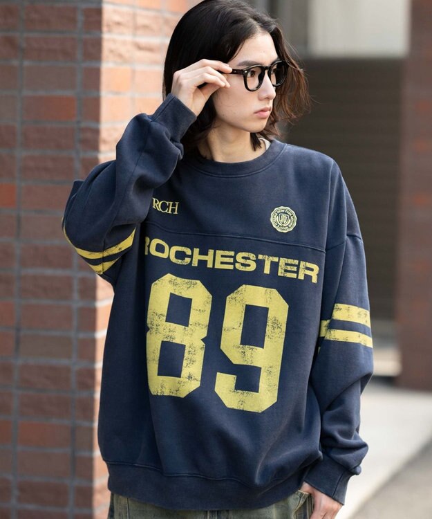 WEGO 【ユニセックス着用ITEM】ケミカルウォッシュナンバリングプルオーバー ネイビー